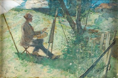Künstler malt an einem Bach, 1886 von Tom Scott